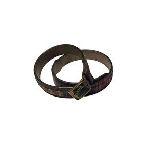 Plaid Leather Belt – 35” (Fits 28–31)